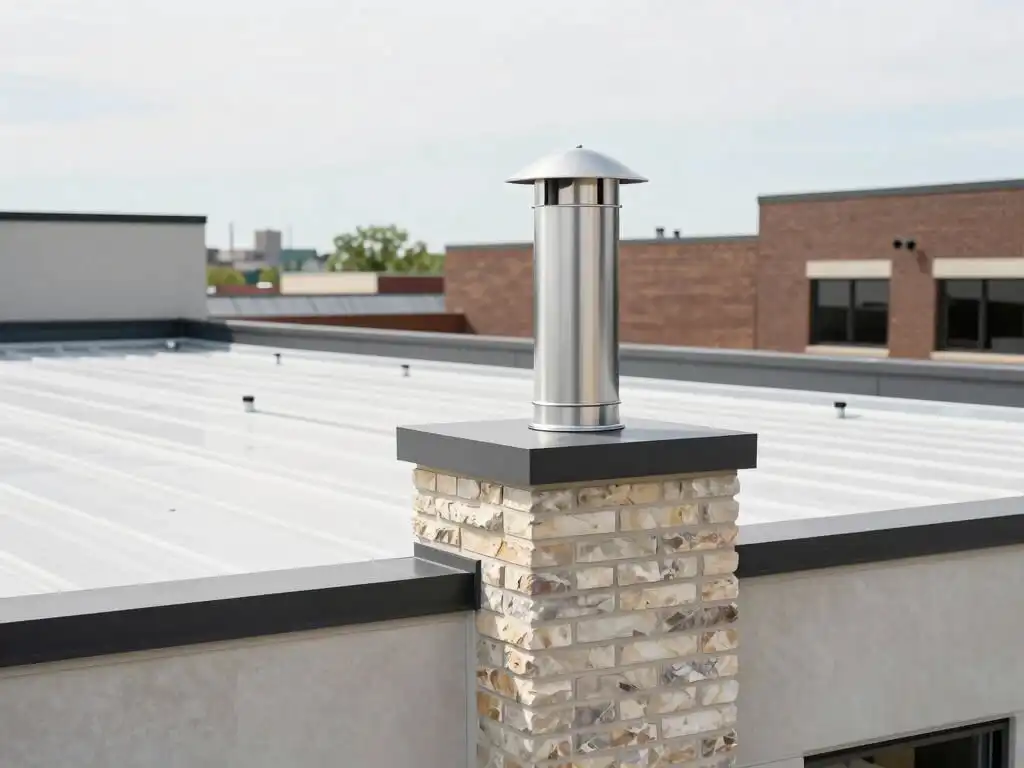 image of chimney showing chimney liners on a commercial building