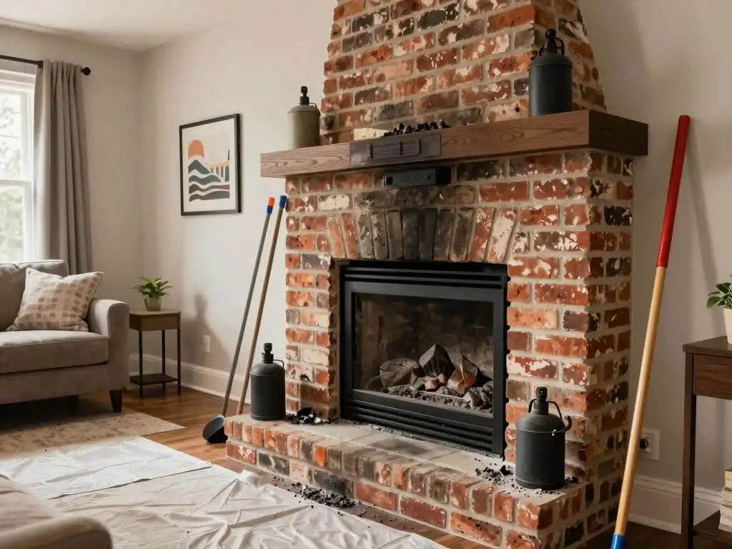 image showing dirty fireplace in a residential home