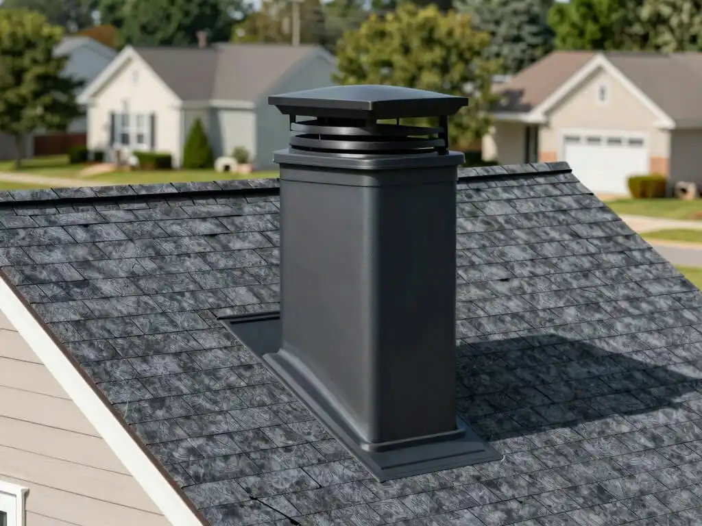 close up view of image showing modern chimney in a residential home